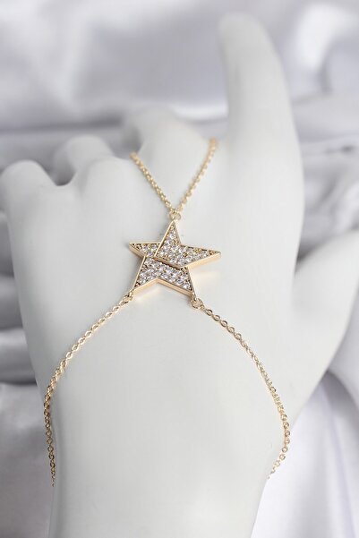Inure Jewelry Brass Gold Color Zircon Stone Star Model Women's Şahmeran