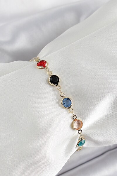 Inure Jewelry Brass Assorti Model Gold Color Zircon Stone Women's Bracelet