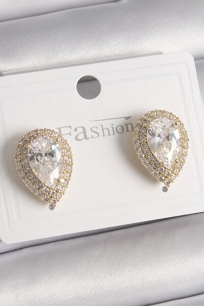 Inure Jewelry النحاس الذهب اللون الزركون حجر قطرة نموذج أقراط نسائية
