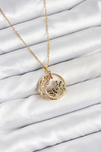 Inure Jewelry 316L Steel Chain Gold Color Zircon Stone Butterfly Women's Neck...