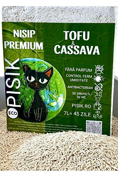 pisik Nisip pentru Pisici Tofu & Cassava 7L – Fără Praf, Fără Parfum și Biode...