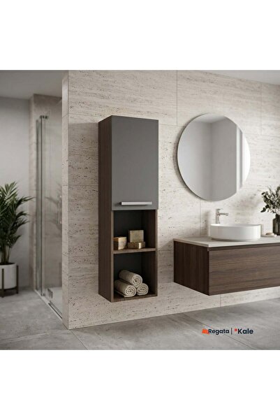 KALE Trevi 40 Cm Antrasit-Ceviz Boy Dolabı (Sağ)
