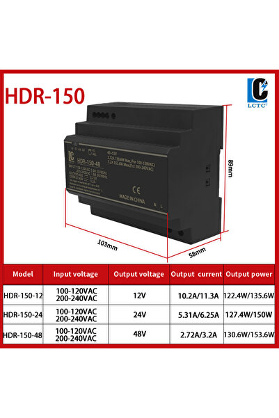 Choice11 مزود طاقة تبديل HDR-150 LCTC HDR بجهد 12 فولت، بقدرة 15 واط، 30 واط،...