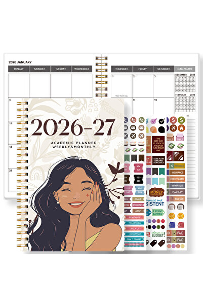 choice2 Brown 2026-2027 A5 Weekly & Monthly Planner – Jan 2026 to Dec 2027 Sp...