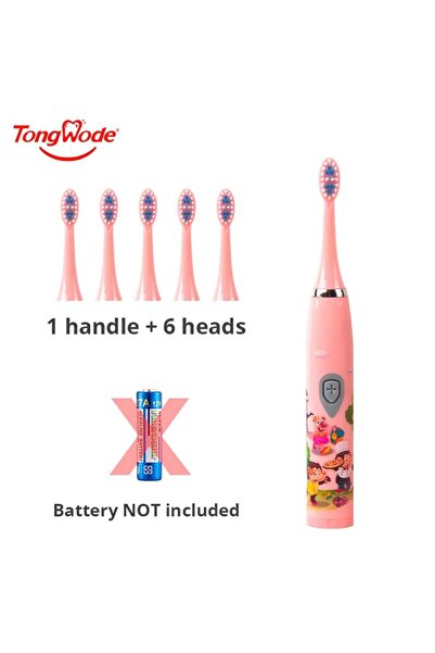 Choice Pink With 6 Heads Children Sonic Electric Toothbrush IPX7 Waterproof C...