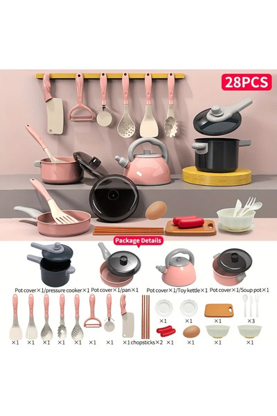 Choice1 Pink 28pcs Mini Kitchen Accessories Kids Kitchen Toys Set Pretend Pla...