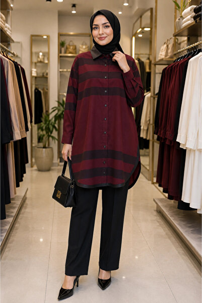 Invee Gölge Short Shirt 7219 Bordo
