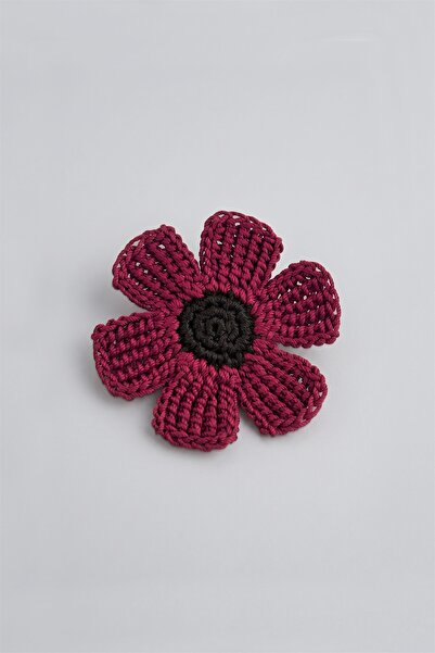 Milleniva Flower Bag Ornament Burgundy Hand Knitted Charm