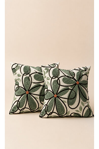 Turtaş Bohem Floral Dokulu Dijital Baskı Kırlent Kılıfı 2’li Set Salon Koltuk...