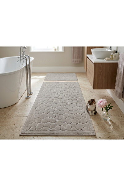 Generic Brand Cotton Bath Mat Pebble Stone Set of 2 Stone 60*100 & 50*60