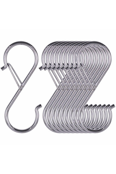 Choice1 10pcs Silver 10 Pack Heavy Duty S-Hooks with Safety Buckles, Multi-Pu...