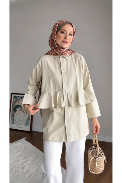 RFK Butik Women's Alerli Seyyar Belt in Poplin Shirt Tunic - Light Green