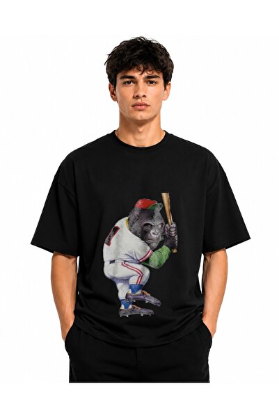 Inscriptie Tricou Unisex Bumbac Premium Casual " Monkey baseball bat "