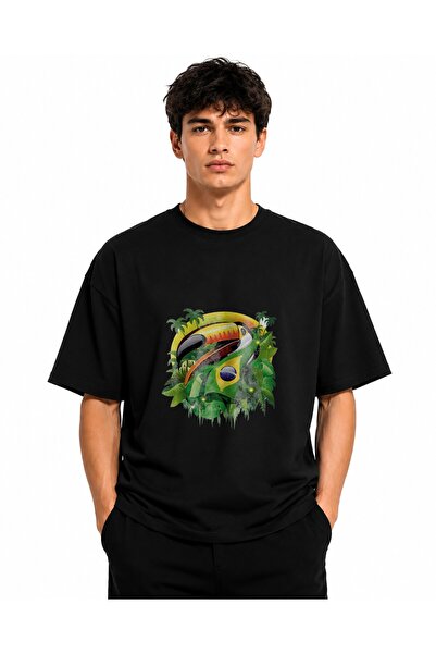 Inscriptie Ουνισέξ Βαμβακερό T-shirt Υψηλής Ποιότητας " Τουκάν με Σημαία Βραζ...