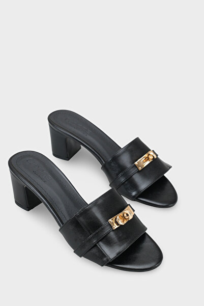 Capone Outfitters Melinde Medium Heeled Metal Buckle Single Strap Women's Sli...