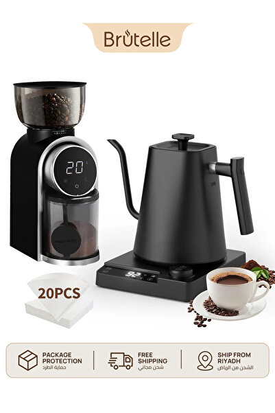 Brutelle Pour Over Coffee Maker Set Electric Gooseneck Kettle V02 Filters Bur...