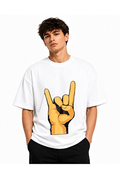Inscriptie Unisex Premium Βαμβακερό Καθημερινό T-Shirt  "Μεταλλικό χέρι "