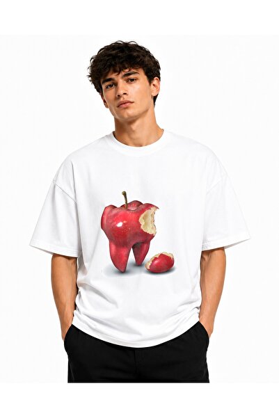 Inscriptie Tricou Unisex Bumbac Premium Casual " Apple tooth logo "