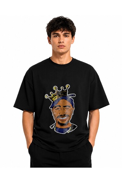 Inscriptie Tricou Unisex Bumbac Premium Casual " Tupac Shakur - king "