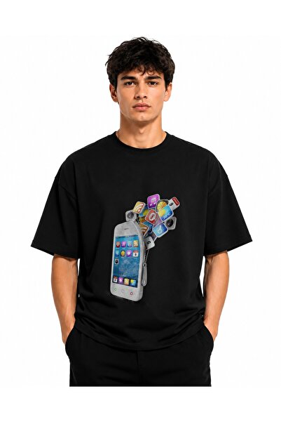 Inscriptie Tricou Unisex Bumbac Premium Casual " Mobile social media "