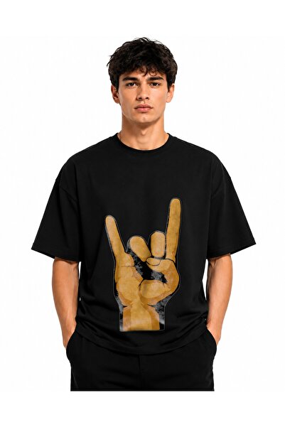 Inscriptie Unisex Premium Βαμβακερό Καθημερινό T-Shirt  "Μεταλλικό χέρι "