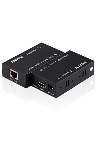 Kebidumei موصل HDMI أسود بطول 60 متر مع قابس أوروبي، موسع HDMI إلى RJ45 بدقة ...