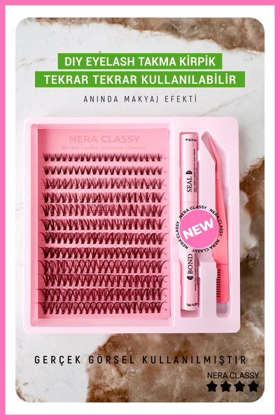 Nera Classy Kutulu Takma Kirpik Seti Yapıştırıcı, Sabitleyici, Cımbız Ve Kirp...