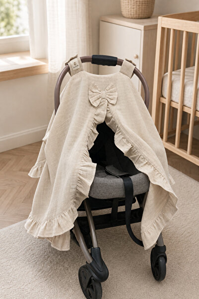 Ponchik 100% Cotton Muslin Newborn Baby Stroller Cover Ruffled Breathable Sum...