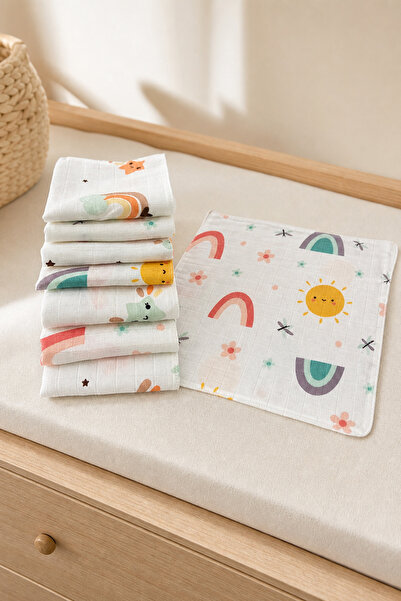 Ponchik 7-Pack 100% Cotton Double Layer Checkered Muslin Baby Mouth Wipes 25 ...