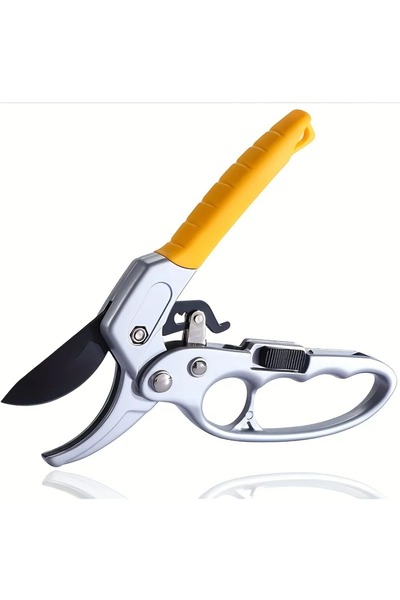 Choice1 Yellow Ergonomic Pruning Shears - Titanium-Plated Alloy Steel, Quick ...