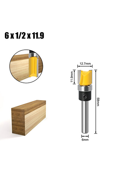 Choice4 6×12.7×11.9 مم، 3/4 قطع، 1/4 بوصة، ساق 6 مم، قالب لقمة راوتر تشذيب مت...