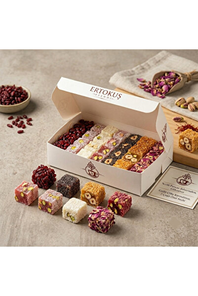 Ertokuş Efendi KARIŞIK Duble Antep Fıstıklı Lokum 250 gr | %100 Pancar Şekeri...