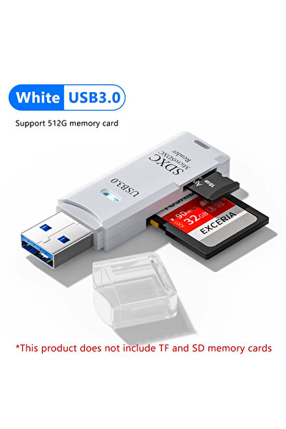 Choice3 قارئ بطاقات USB 3.0 أبيض اللون 2 في 1 من نوع C، قارئ بطاقات مايكرو TF...