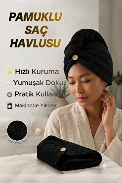 Embays Button Elastic Hair Towel, Hair Cap, Facial Care Towel, Hair Drying Cap