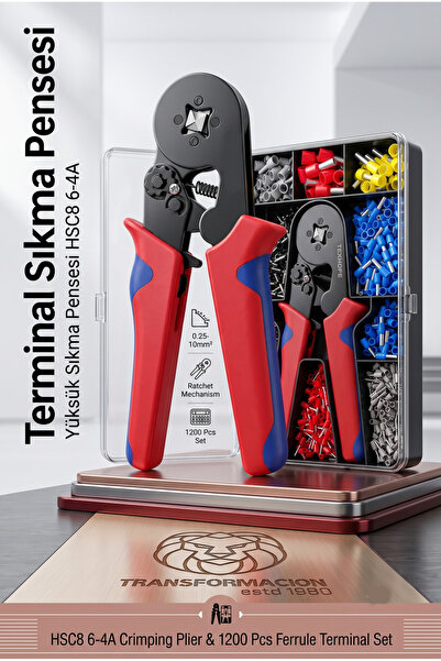 Transformacion Terminal Sıkma Pensesi + Yüksük Sıkma Pensesi 1200 Parça Kablo...