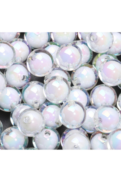 choice2 8mm 100pcs WHITE 8mm AB Bead in Bead, White and Black, Color Scheme, ...