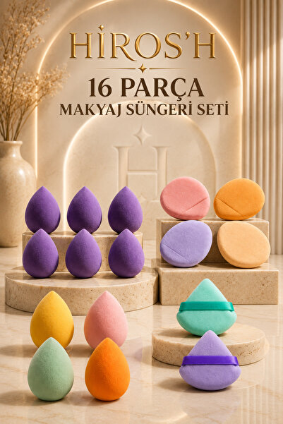 HİROS'H 16 Parça Makyaj Süngeri Seti