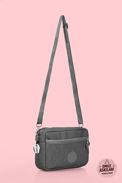 westbag Geantă de umăr casual pentru femei, gri, cu curele încrucișate, cu tr...