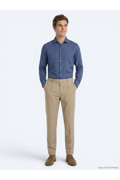 Kip Karamel Kumaş Relaxed Fit Casual Pamuk Karışımlı Pantolon