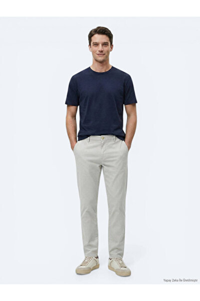 Kip Navy Blue Plain Cotton Blended T-Shirt
