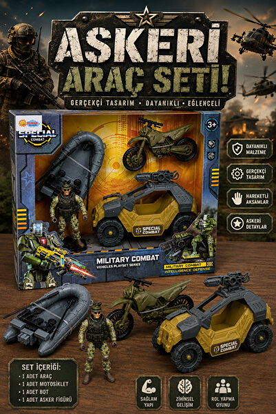 craftivio Özel Harekat Askeri Araç Seti - Oyuncak Jip, Motor, Bot ve Asker Fi...