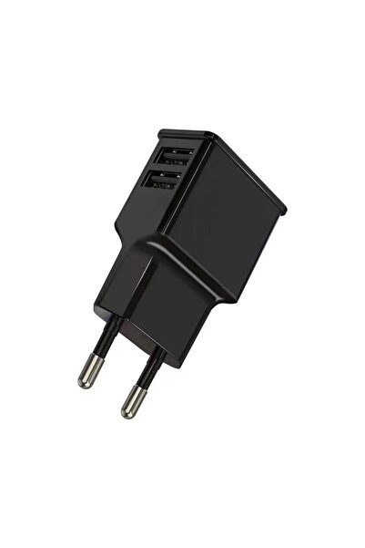 Choice1 شاحن طاقة مزدوج USB أسود بمنفذين، محول شحن سريع عالمي 5 فولت، قابس أم...