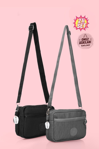 westbag حقيبة كتف نسائية يومية بحزام متقاطع وثلاثة أقسام مع سحاب وتجاعيد، طقم...