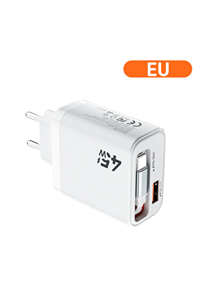 Choice EU white 45W Super Fast Charge Type C USB Phone Charger With Retractab...