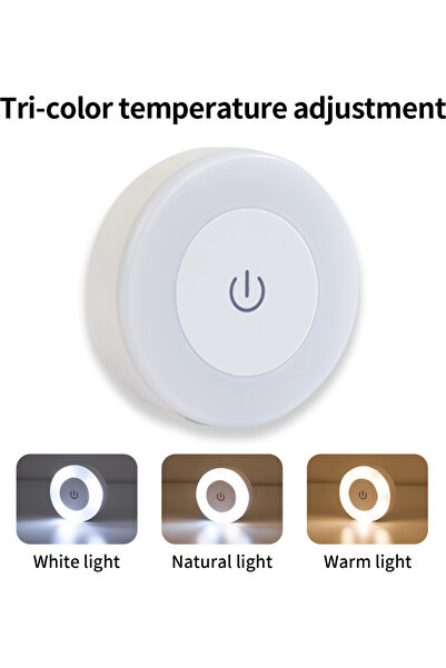 GGBEE 3-Colors 6CM Rechargeable Led Night Light with Touch Switch Wireless Wa...