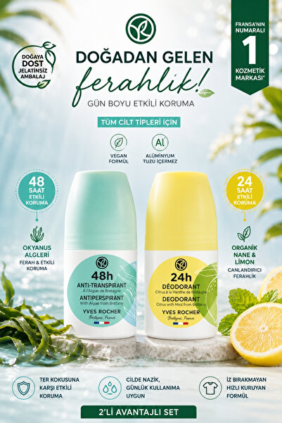 Yves Rocher 48 Saat + 24 Saat Etkili İkili Fresh Roll-on Deodorant Bakım Seti