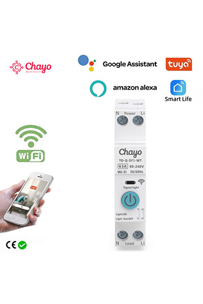Choice قاطع دائرة ذكي Tuya WiFi أبيض بدون قياس 63 أمبير 1P 63A DIN Rail للمنز...