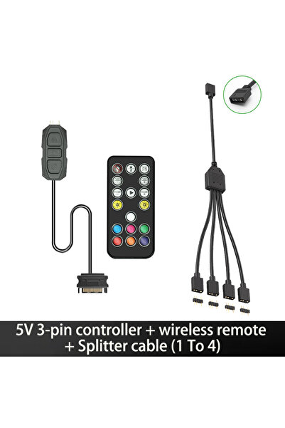 Choice7 Black (3 in 1) 5V 3pin ARGB Controller To SATA Power Supply Mini RGB ...