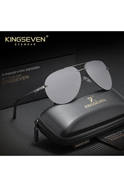 Choice3 نظارات شمسية KINGSEVEN فضية اللون بدون إطار، مستقطبة، حماية UV400، إط...