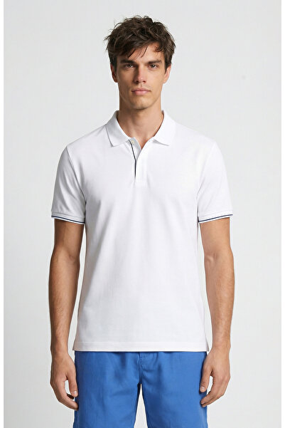 Network Beyaz Polo Yaka Pike T-shirt